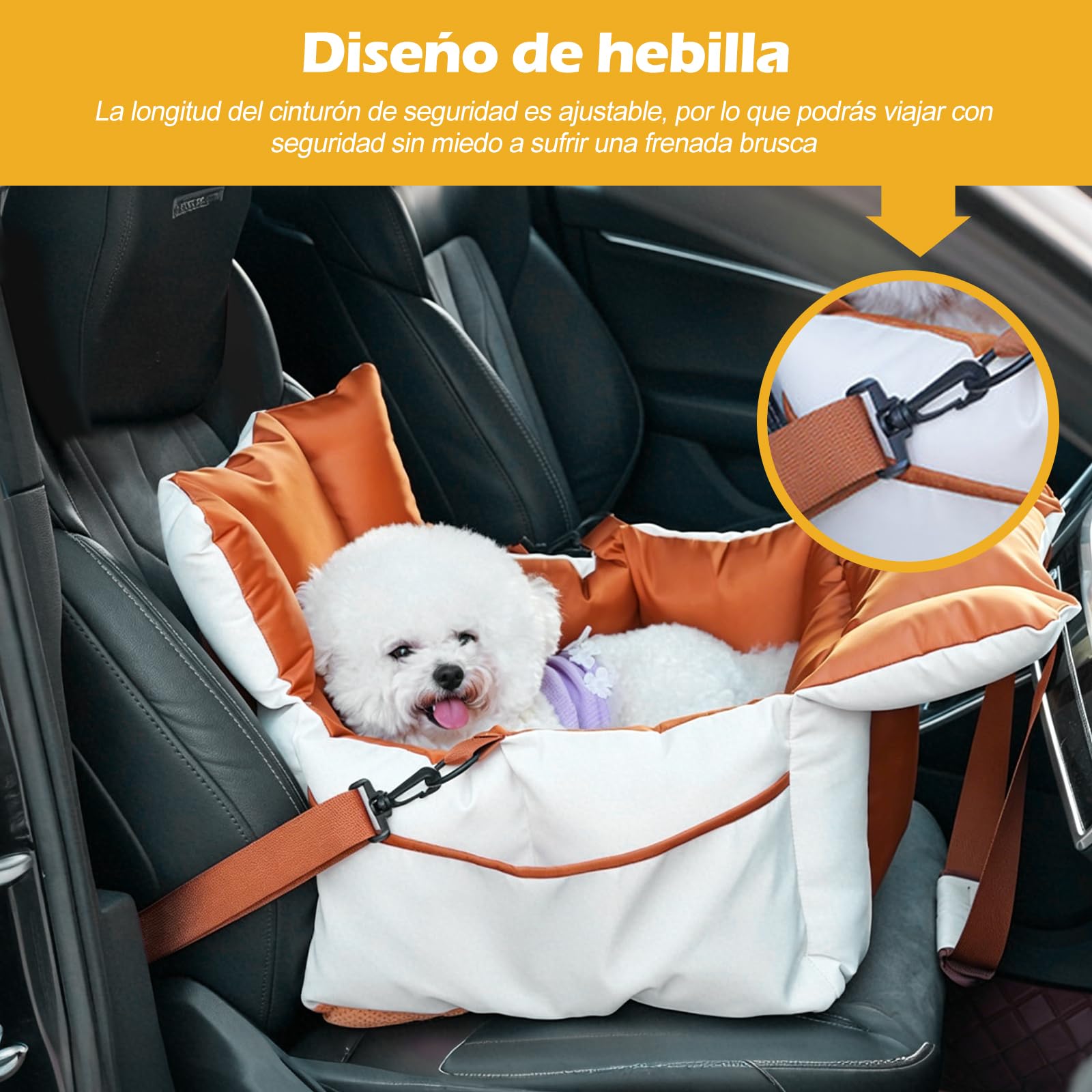 Ergocar Mascotas Asiento para Coche con Consola Central Tejido Oxford Impermeable Resistente Al Desgaste y Que No Atrapa El Pelo Respaldo Ajustable Cinturón De Seguridad Doble Capa Asiento Elevado