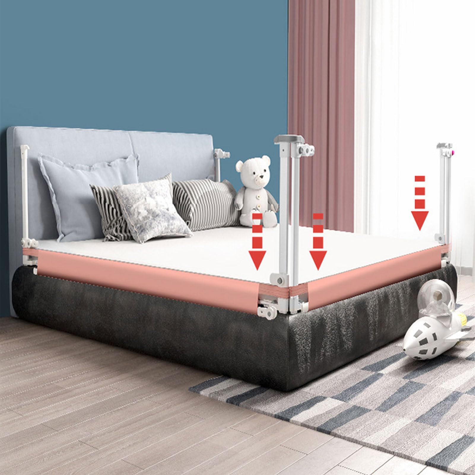 Barandillas de Cama para niños pequeños, Extra Altas con 24 Niveles de Ajuste de Altura, Modelo Mejorado de barandillas de Seguridad para Cama Infantil, Especialmente diseñadas par