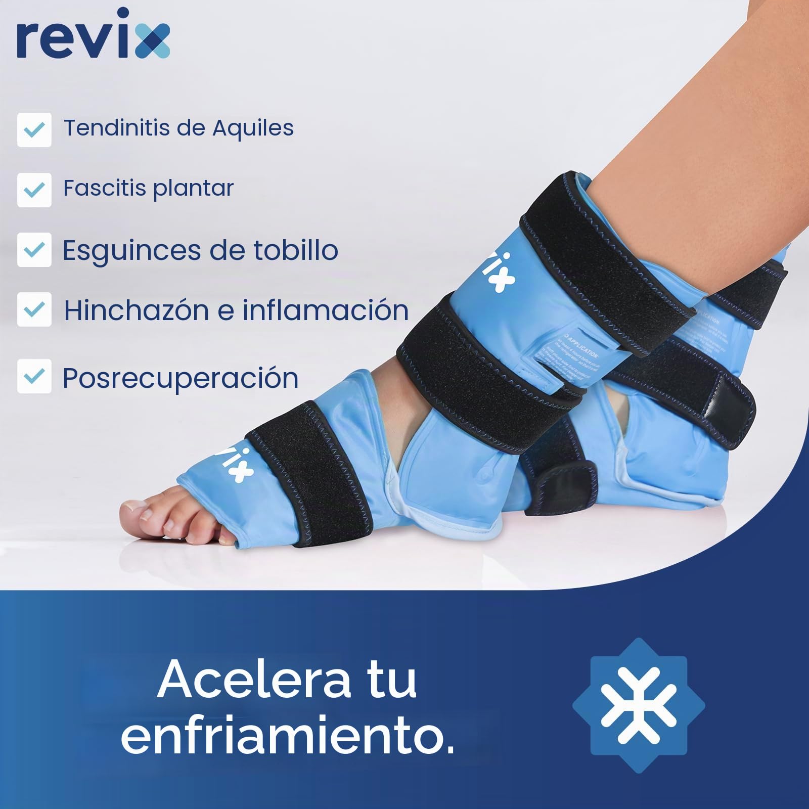 REVIX Envolturas de hielo para pies y tobillos para molestias, envoltura de hielo de gel reutilizable con terapia de compresión en frío, fascitis plantar, recuperación de pies después del