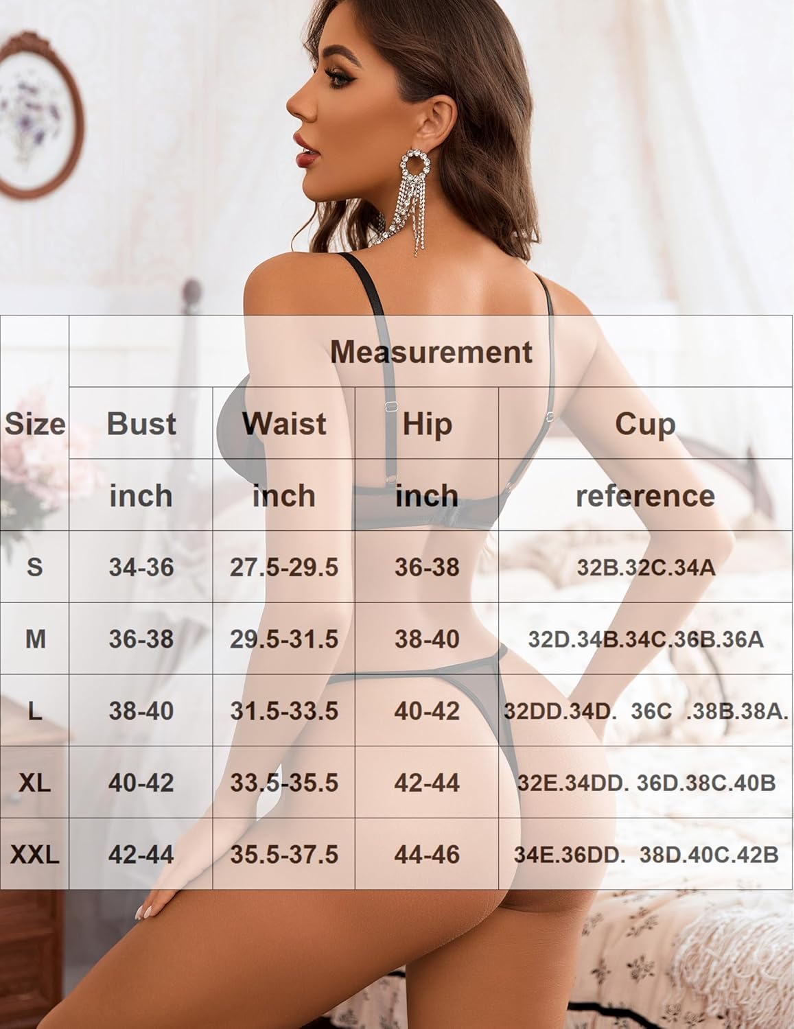 Avidlove Mesh Lingerie Sets for Women Sexy Cut Out Sheer 2 Pieces Bra and Panty Set Wireless Underwear - Image 6