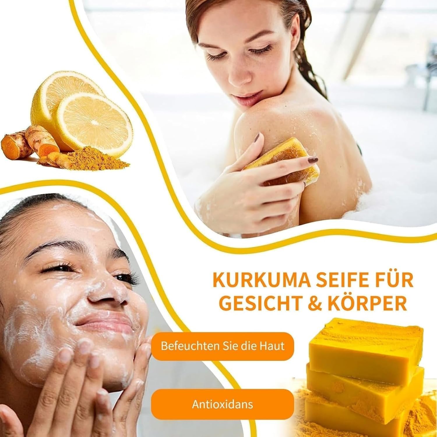 Zanari Rückenseife gegen Akne (2 Schachtel) | Vitamin C Seifenstück Hyperpigmentierung, feuchtigkeitsspendende Kurkuma-Seife gegen Akne, schwarze Flecken
