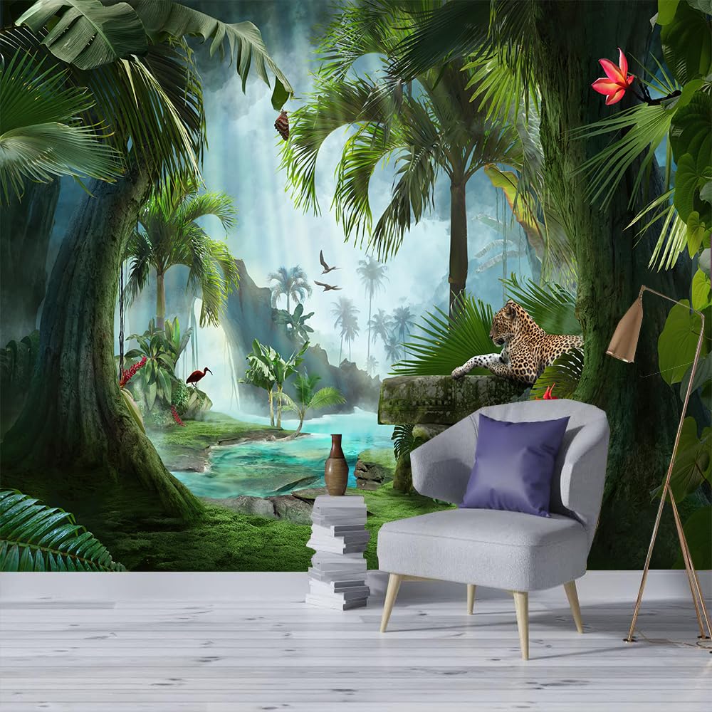 FENDROM Cheetah Jungle Tapestry Wall Hanging,Fantasy Wonderland Forest Animal in Tropical Rainforest Landscape Wall Art for Room Dorm Decor Living