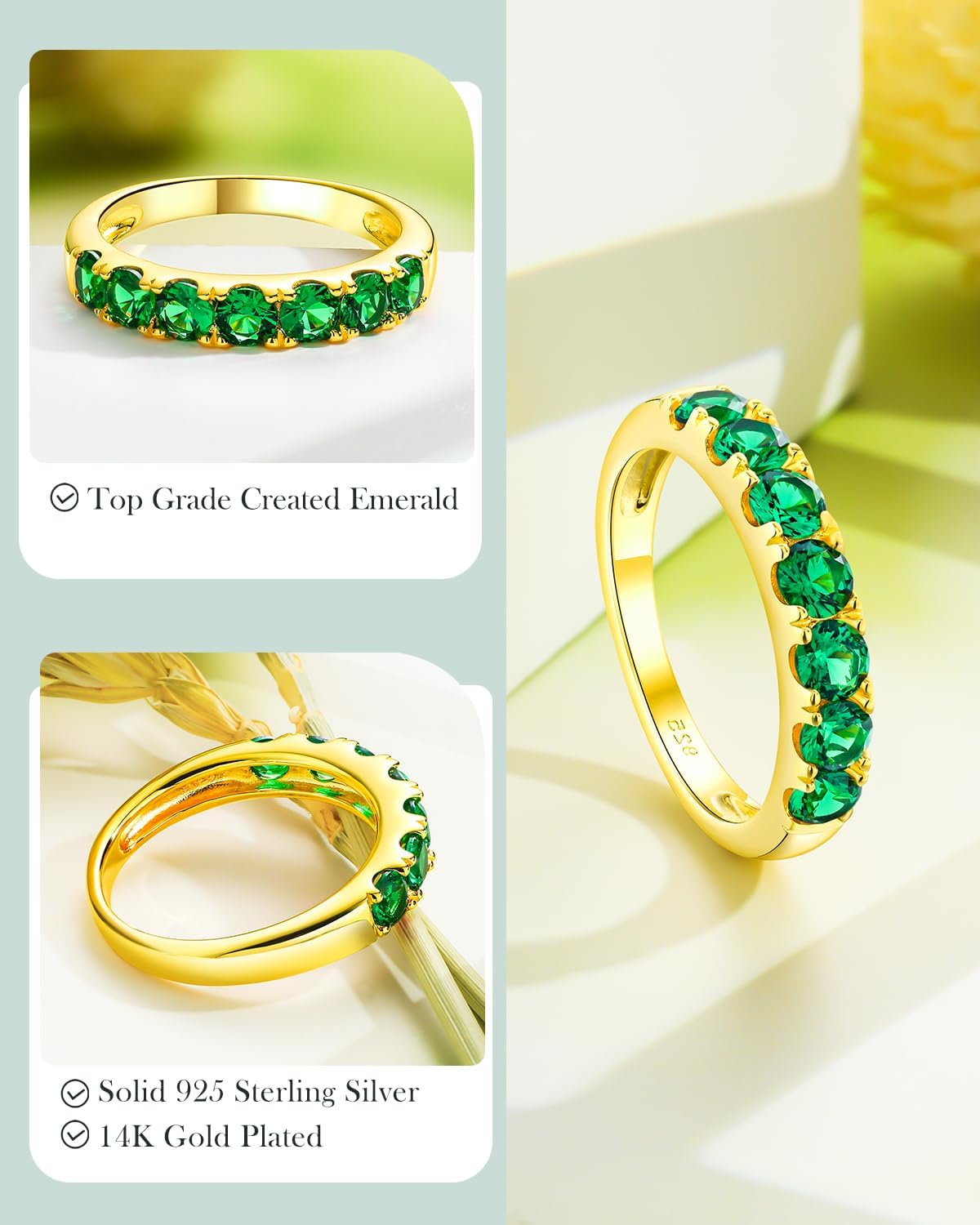 Dainty Stackable Rings for Women 3.5mm Wide S925 Sterling Silver Created Birthstone Band Ring Wedding Anniversary Birthday Jewelry(with Box) - Image 3