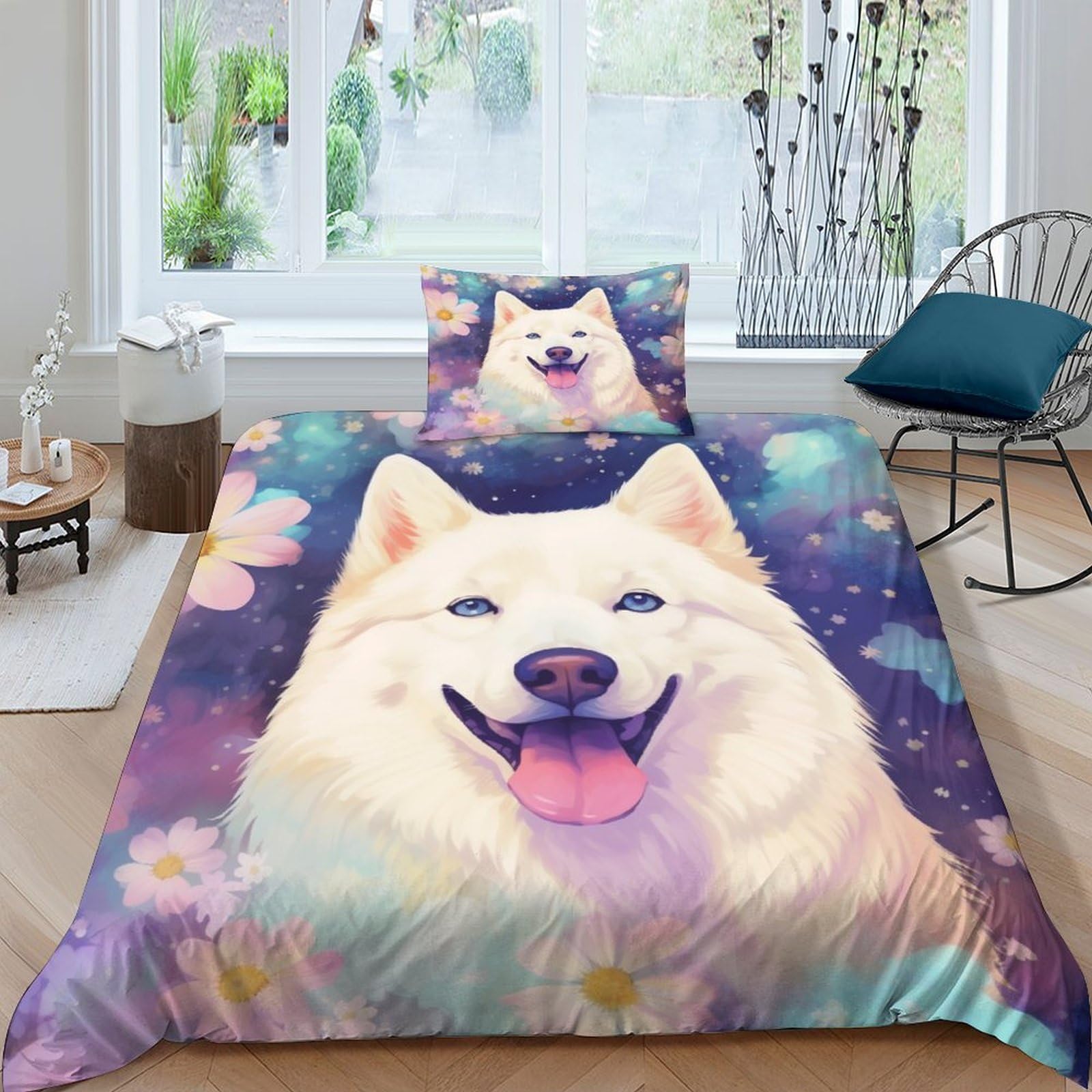 Housse de couette chien 3D pour chambre d'enfant lit simple 135x200