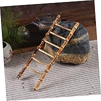 Vista 8 de Veemoon Accesorios para fotos, decoraciones artificiales, mini modelo, maceta de madera, escalera de juguete, pequeña escalera de bambú, adornos