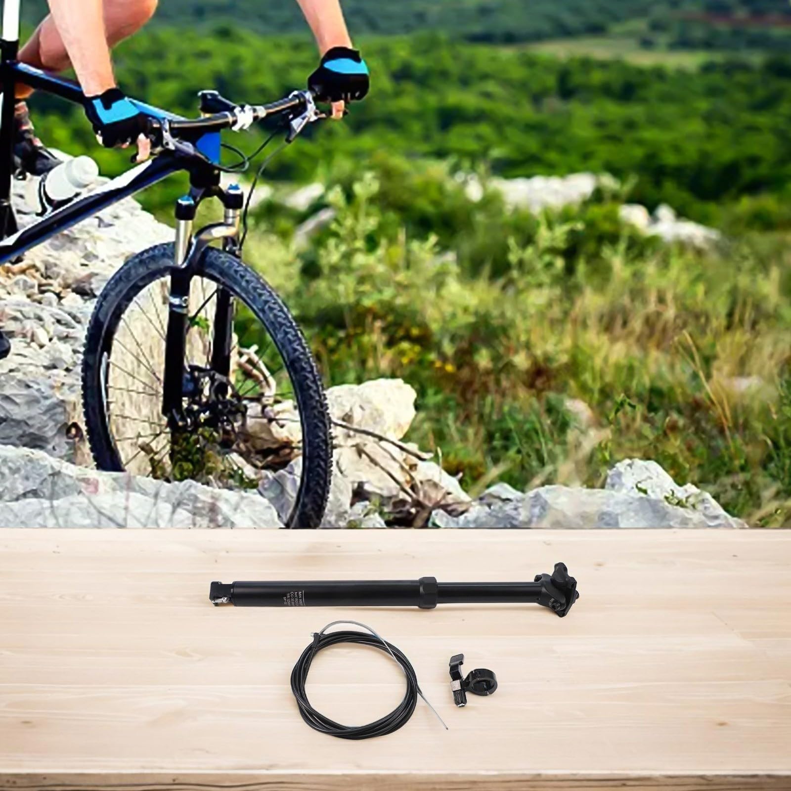 Tija de sillín telescópica de aleación de aluminio de 30,9 mm con enrutamiento de cable interno, para bicicleta de montaña, poste de suspensión ligero con control remoto, para estabilidad de