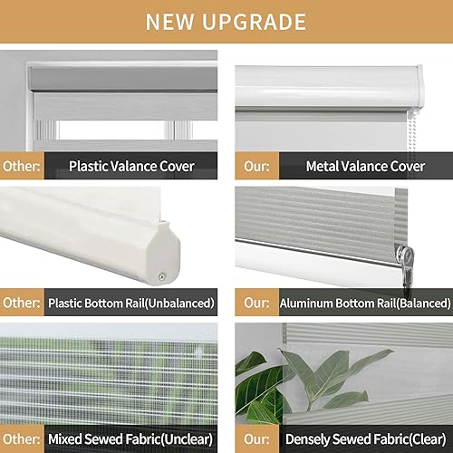 Miniatura 2 de Allbright Zebra - Persianas enrollables de doble capa para ventana de día y noche, 36 pulgadas de ancho x 7232, color gris, persianas enrollables,