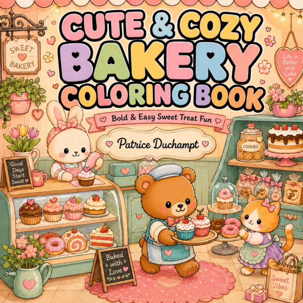 Cute & Cozy Bakery Coloring Book: Bold & Easy Sweet Treat Fun