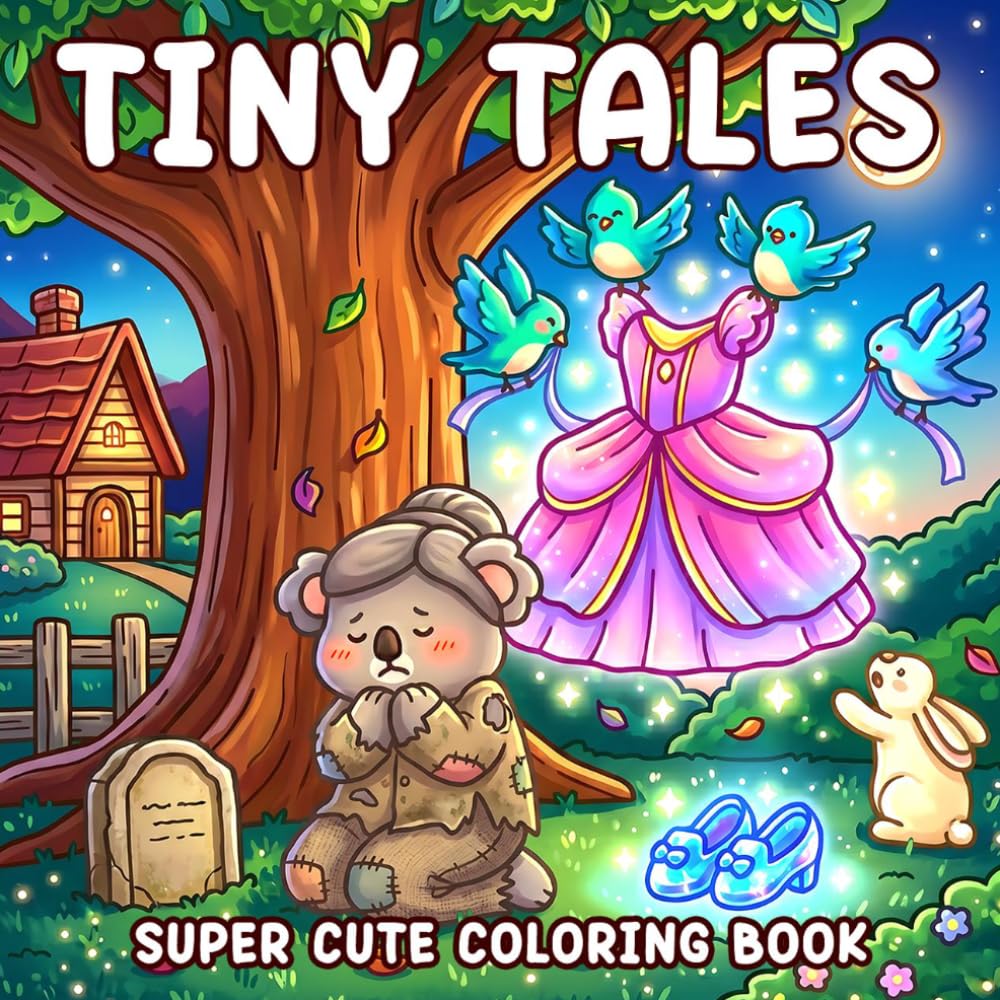 Tiny Tales Coloring Book: Whimsical Fairycore Coloring Pages for Adults and Teens Featuring Adorable Woodland Friends, Magical Adventures and Charming Cottage Scenes for Stress Relief