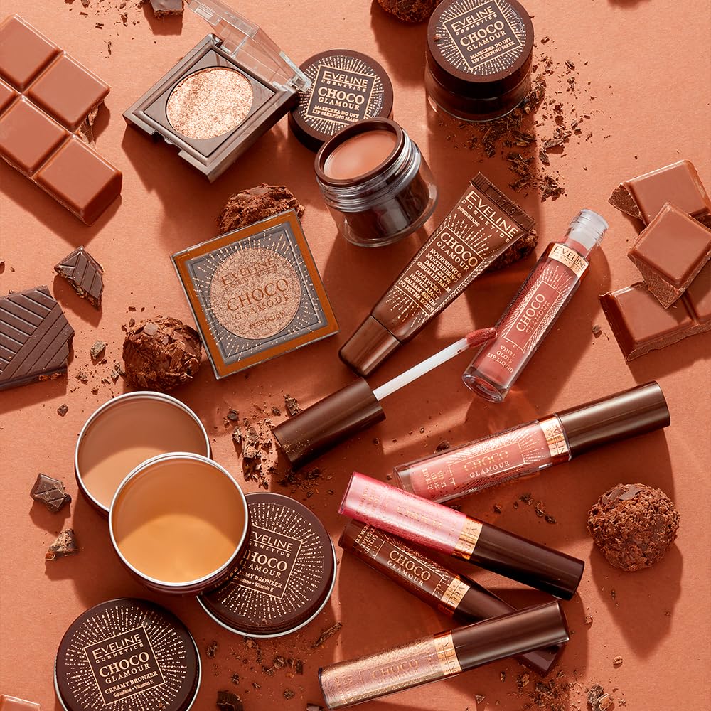 Eveline Cosmetics Choco Glamour Vinyl Parlak Dudak Efektli Vegan Likit Ruj 4,5 Ml No 1 Ruby Chocolate