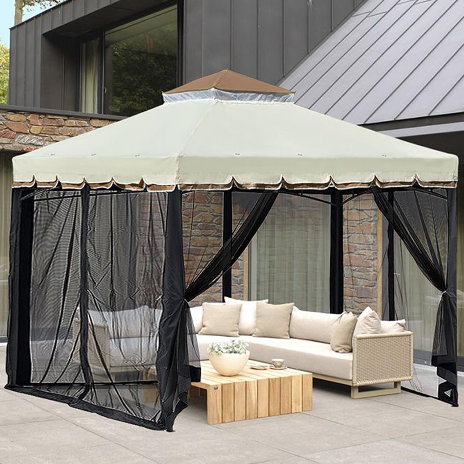 Filet De Canopée pour Patio 4 Pièces de Pare-Ventilé Résistantes aux UV | Filet pour Pergola Pour Extérieur, Jardin, Terrasse, Balcon, Camping, Tente, Pique-Nique, Camping-Car,