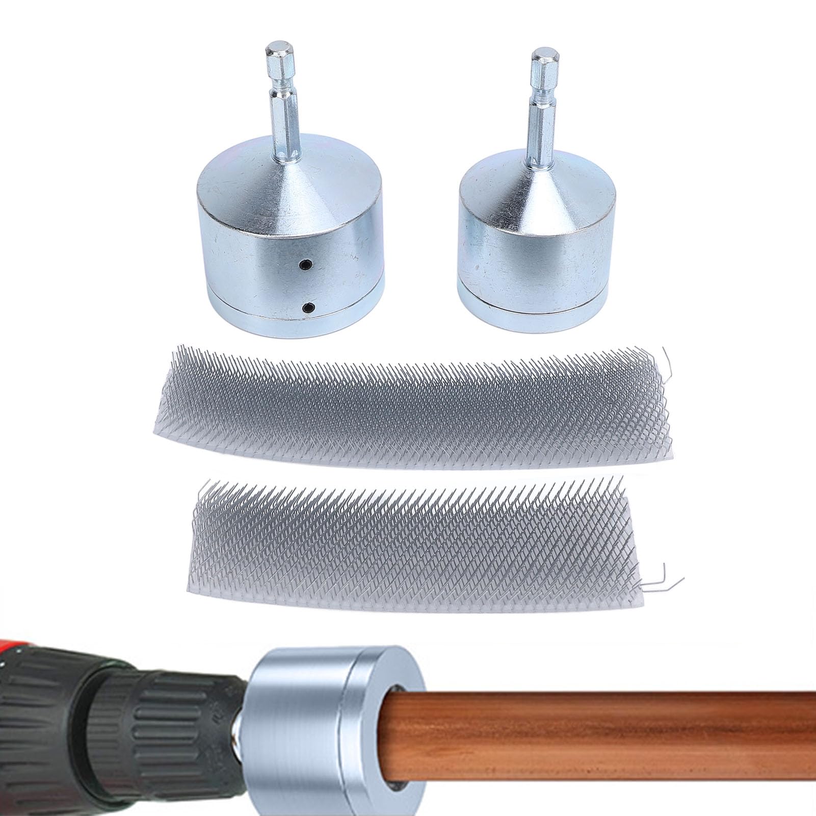 Conjunto de limpiador de tuberías de cobre eficiente potente cepillo de perforación de limpieza para fabricación automotriz de 2 piezas