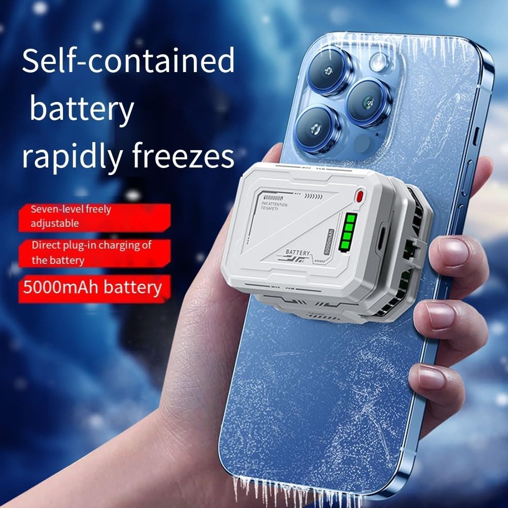 Refroidisseur de téléphone magnétique sans fil avec affichage numérique, batterie rechargeable 5000 mAh, ventilateur de refroidissement pour téléphone mobile, streaming en direct