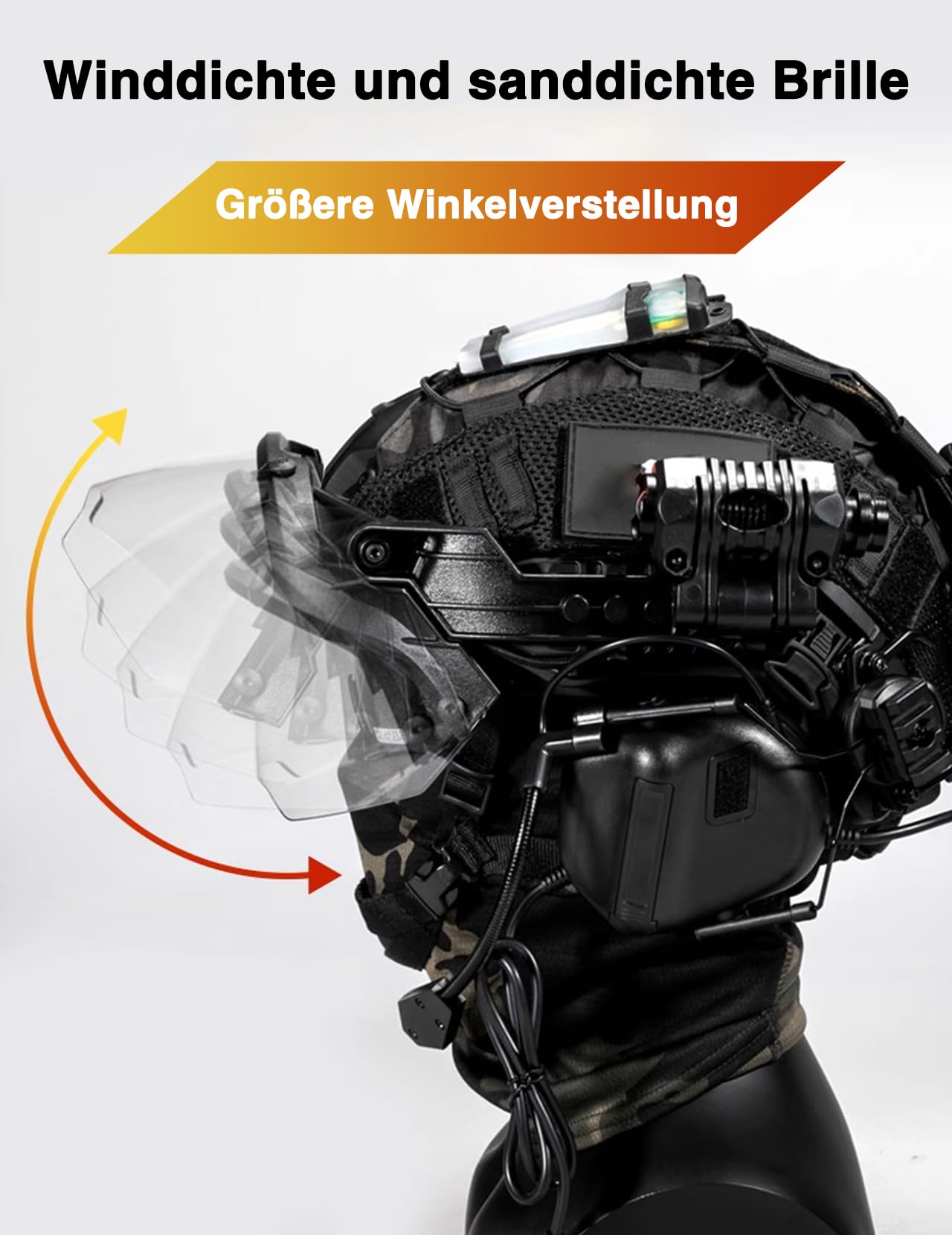 Lunettes Compatibles Casque MICH Airsoft Réglable PC Lentille Transparente Cyclisme Noir