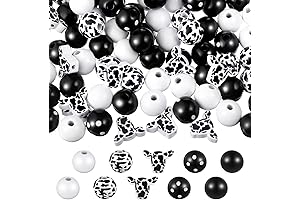 120 Pieces Cow Print Christmas Wooden Beads