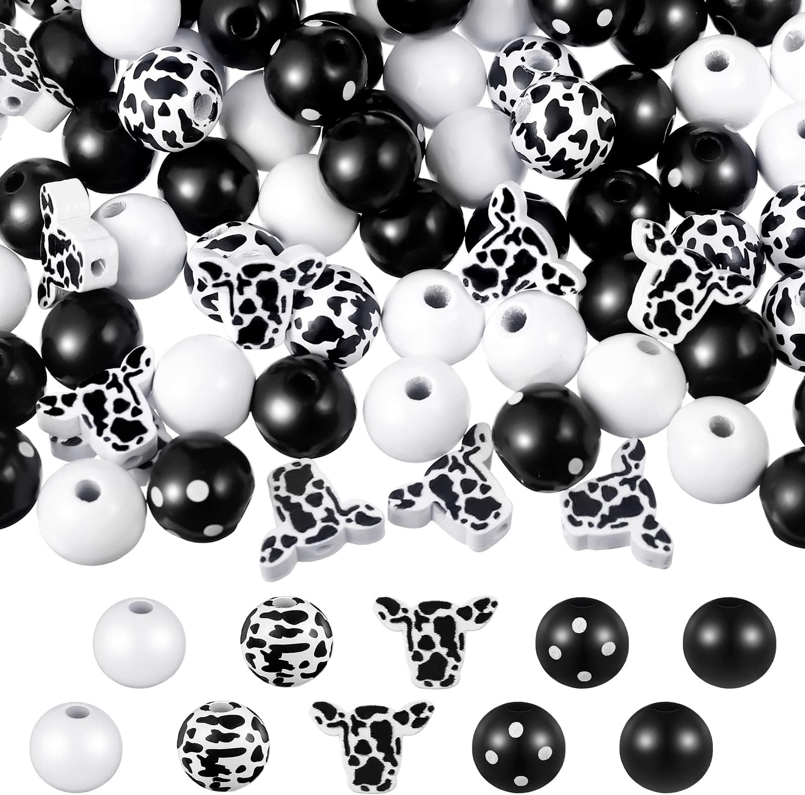 Eoutstanding Cow Shape Bead 30PCS Dairy Cow Ornaments Hard