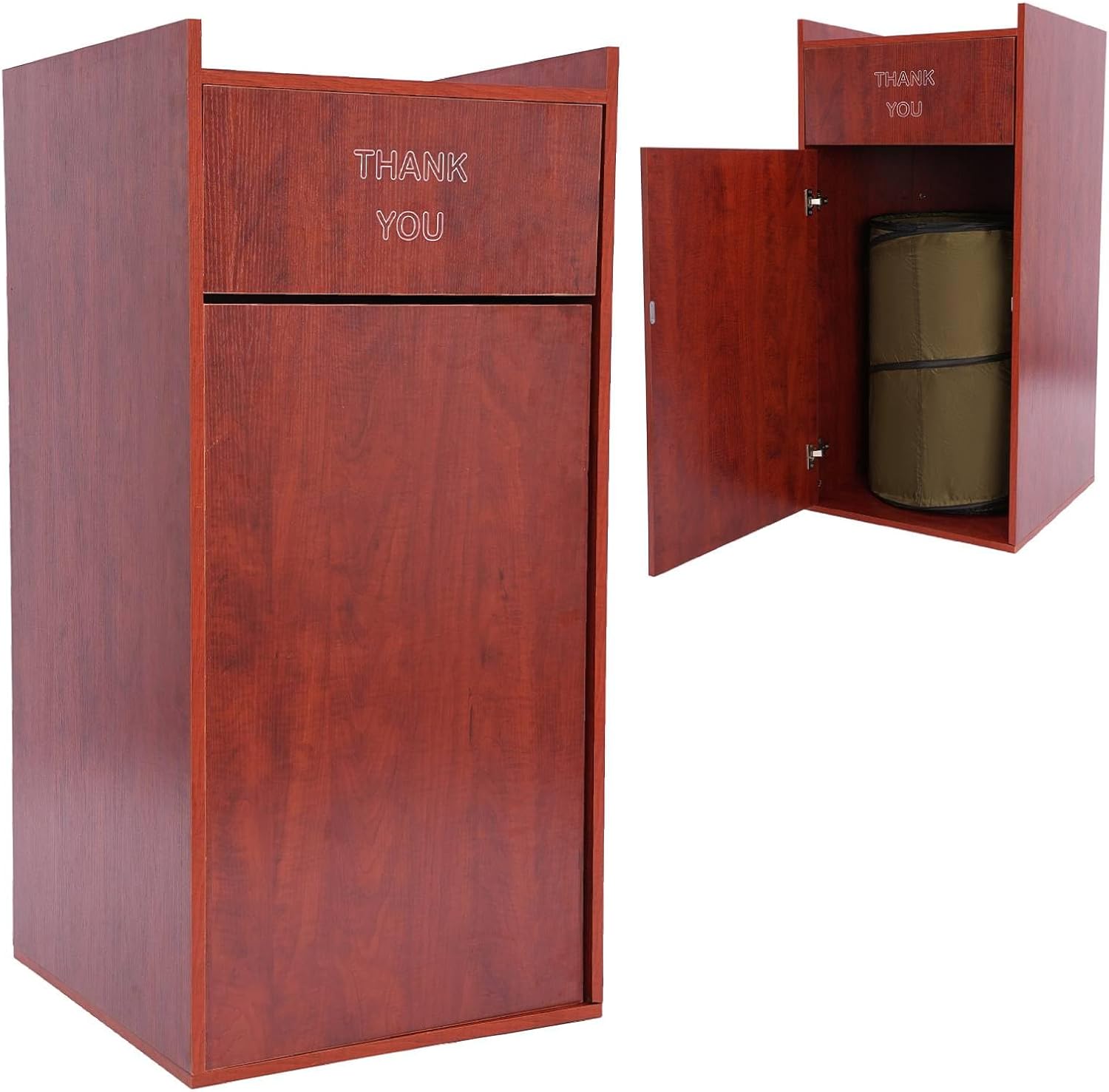 Restaurant Trash Can Cabinet, 46''x 22''x 22'' Trash Receptacle for Restaurants, Commercial Trash Can with Tray Holder and Foldable Trash Bag for Restaurants, Cafeterias (Black)