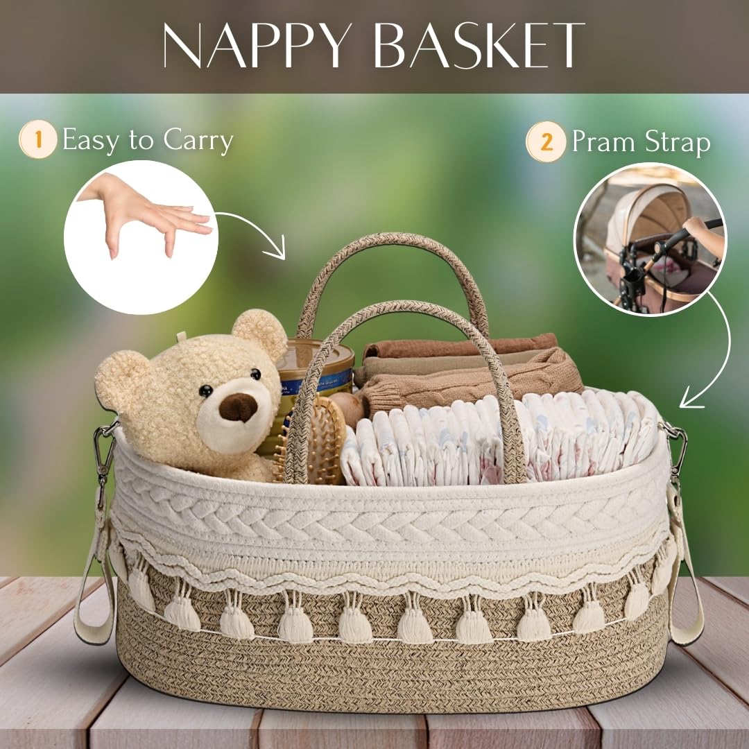 SEBRAM Baby Nappy Caddy Organiser for newborn baby essentials with Insulated Bottle Pocket, Stroller Straps - Image 4