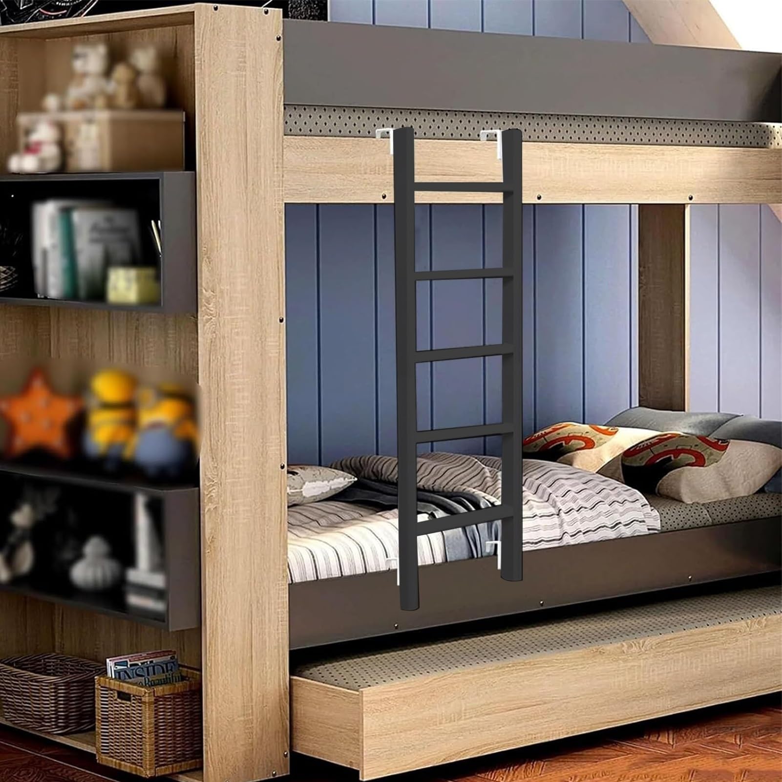 Etagenbettleiter Einhängeleiter, 45"/51"/55"/59" Metallbett-Ersatz-Schrägleiter, 4/5-Stufen-Etagenleiter für Wohnmobile, Universelle Wohnheim-Loft-Kletterleiter (Size : 140cm(55"))