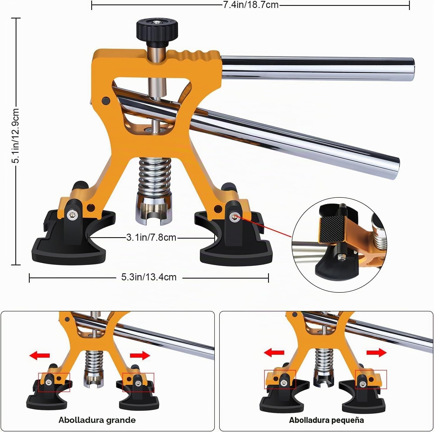 Eliminación de abolladuras de carrocería automática, 52 Piezas sin Pintura con Extractor de abolladuras de Puente de Doble Polo para reparación de abolladuras de Coche y eliminación de