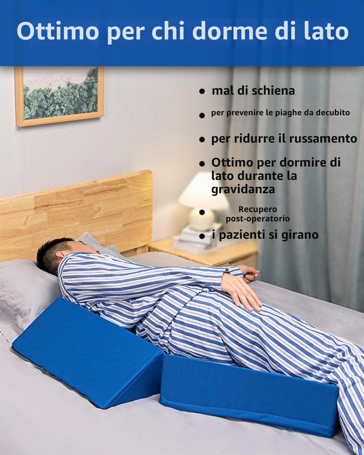 Fanwer Cuscino a cuneo per il posizionamento durante il sonno laterale (3 in 1), cuscini a cuneo triangolari da 40 gradi e posizionatori per il corpo per il mal di schiena, prevenzione delle piaghe da