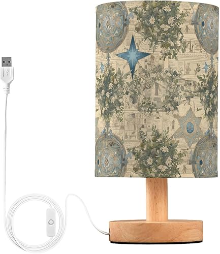 Retro Old Books Pattern Stars Green Leaves Kids Table Lamp Night Lights for Adults for Farm Table Lamps for Kids Unique juego de lamparas de mesa