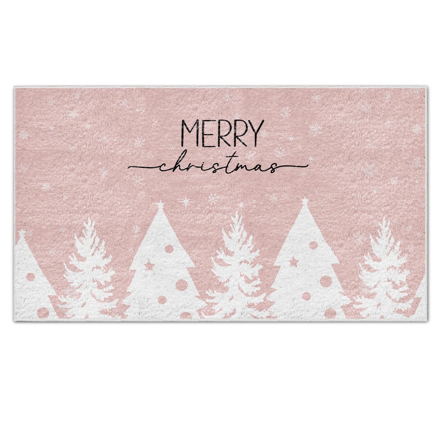 Nogrit Pink Christmas Door Mat, 17x30 Inch Non-Slip Doormat for Living Room Rug Door Mat Entryway Bedroom Kitchen for Indoor Entrance