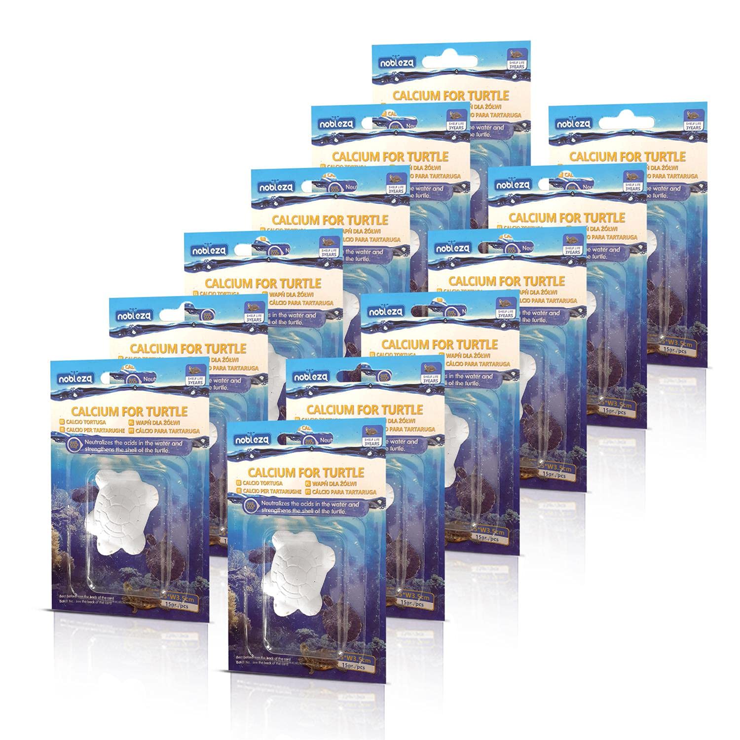 Nobleza - Calcium for Aquatic Turtles, 12 Pack Suppléments de Base Naturels, Améliorant la Carapace de la Tortue, L5 * W3.5cm