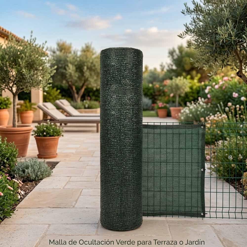 Suinga Malla de Sombreo Ocultacion 1 x 50 Metros Verde Oscuro | Ocultacion 100% para Terrazas, Jardines y Parcelas | Privacidad Total y Proteccion Solar Exterior