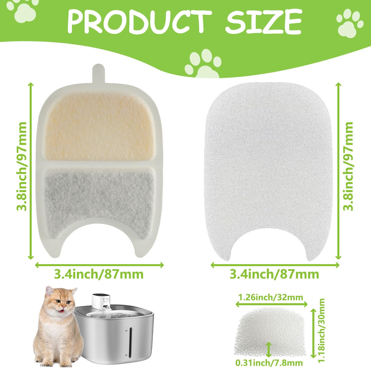 EPLZON 4 Packs YPD-C004 Cat Fountain Filter for 4L Fountain - Image 2