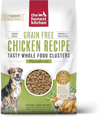 The Honest Kitchen Whole Food Clusters - Alimento seco para perros de pollo sin granos, bolsa de 20 libras