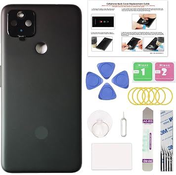 GREEN FUSION Compatible with Pixel 4a 5G Back Glass Cover Replacement, Pixel 4a 5G Back Glass for All Carriers, includes Repair Tools & Instruction, Black