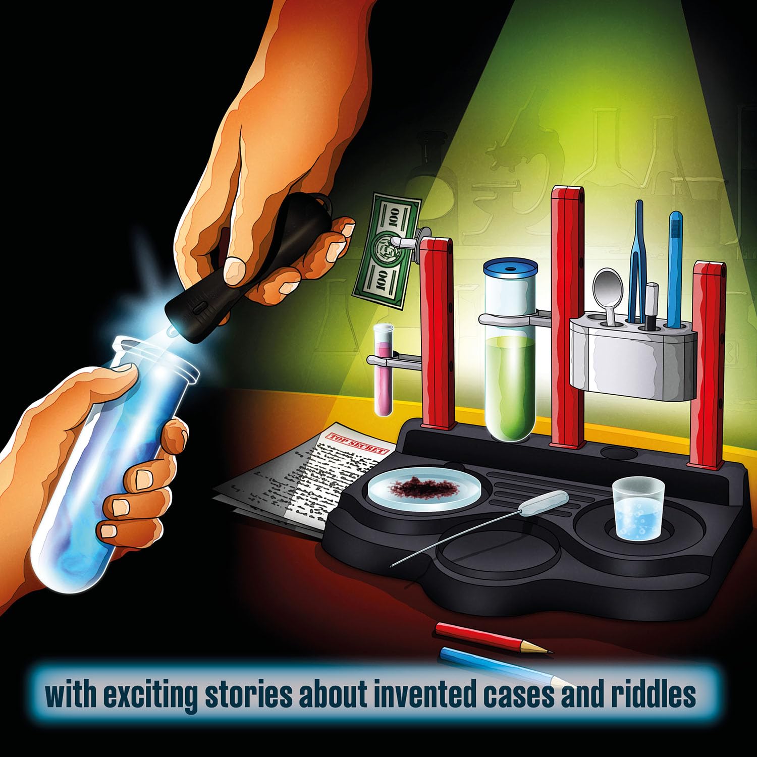 KOSMOS 617240 Spy Labs Incorporated Forensic Incorporated Investigation Kit de Laboratoire de détection, Analyse des preuves et des étuis de Solution, Jouets de détection pour Enfants, Instructions