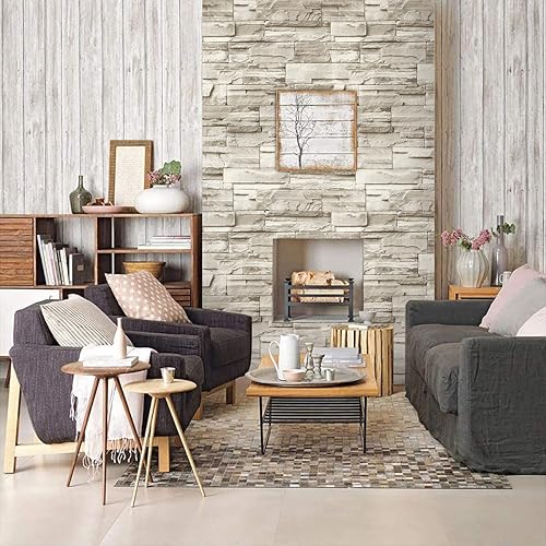 Miniatura 4 de Papel tapiz de vinil, desprendible y autoadherible, con impresión de ladrillos texturizados, antisalpicaduras, ideal para decoración del hogar,