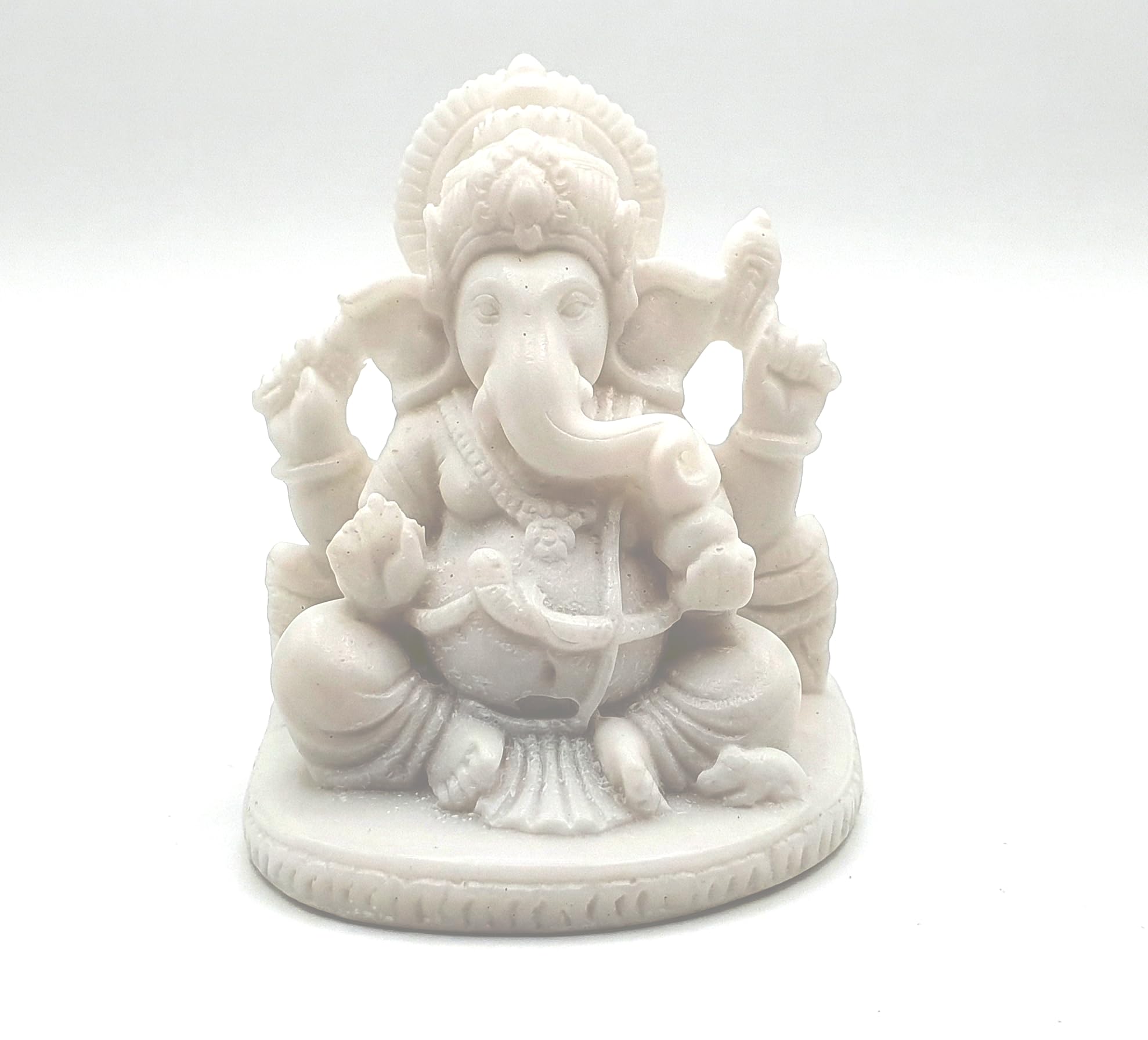 Handmade Marble Ganesha Idol, White Ganpati Murti, Lord Ganesh Statue for Pooja Room, Home Decor, Car Dashboard.-image-43