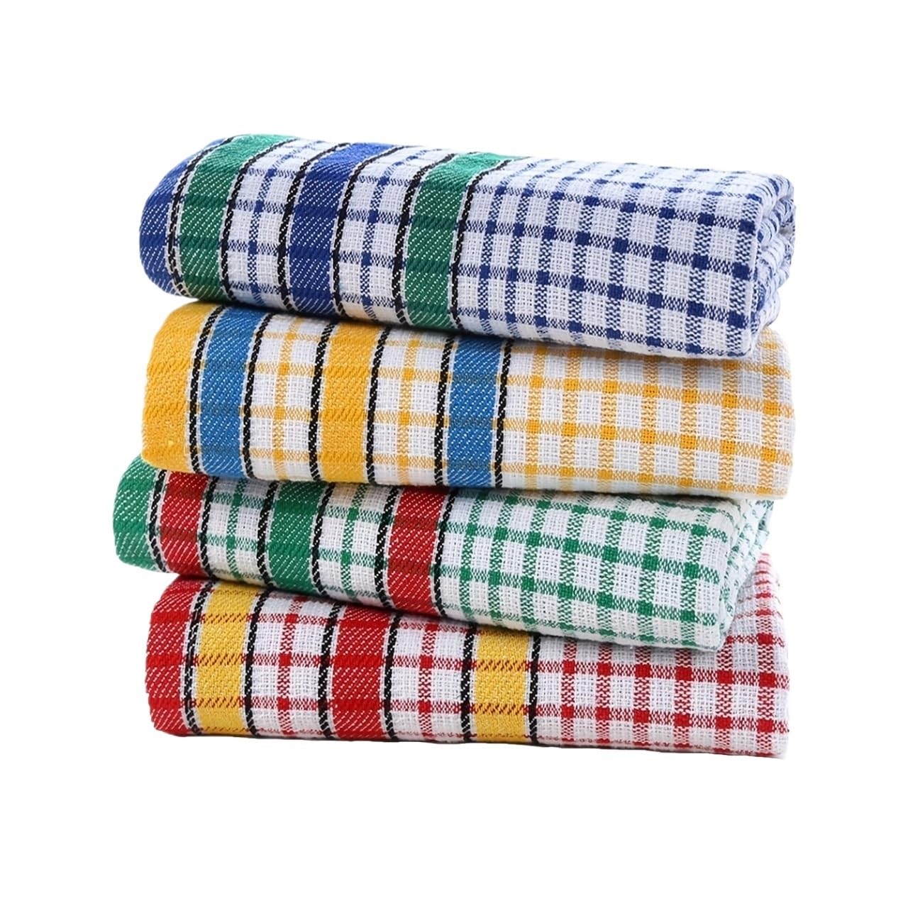 Jobaojiang Large Kitchen Dish Towels Absorbent Cotton Kitchen Towels Cleaning Cloths Colorful Tea Towel For Washing Drying Dishes(4Pcs)