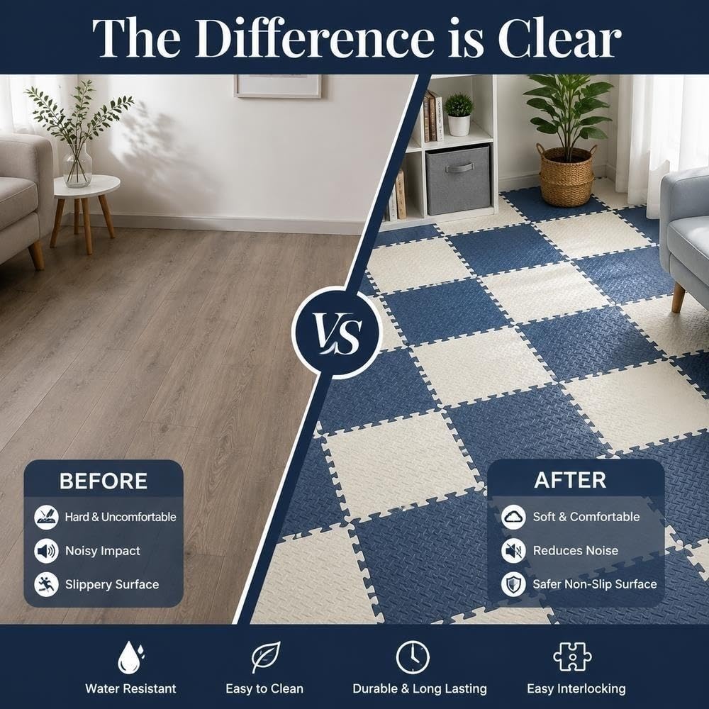 Soft Rebound Foam Floor Tiles Durable Interlocking Puzzle Mat