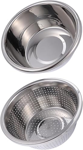 2Pcs Thickened Stainless Steel Kitchen Drying Basket Food Drain Tool Design Fruit Vegetable Washing Basin Sink Drainer Bowl