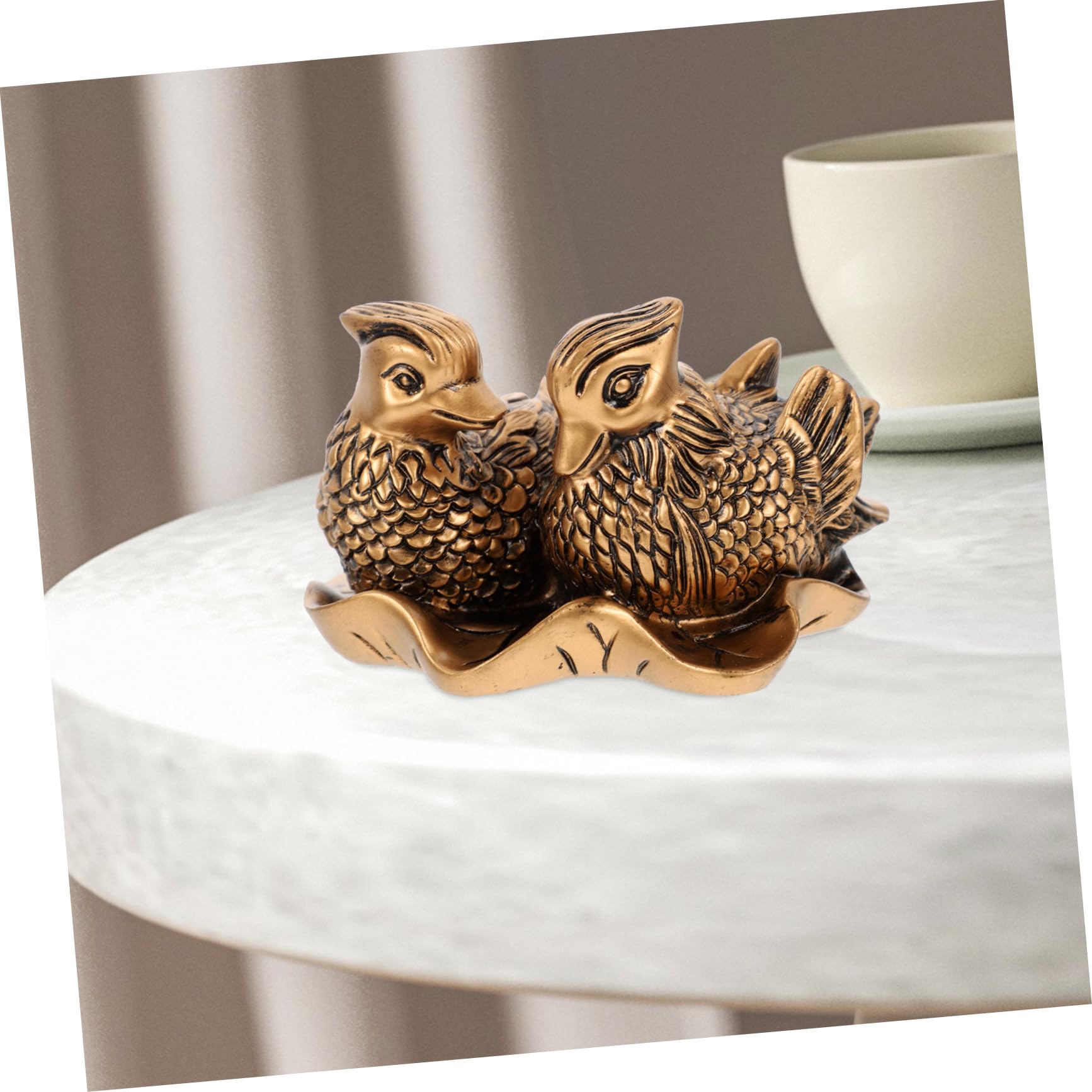 VICASKY 5 Stück Mandarinenente Figur aus Sicherem Resin Romantische Hochzeitsdeko und für Brautpaar Langlebige Skulptur mit Liebe Vögel Motiv Leicht und Vielseitig für Zuhause und Büro