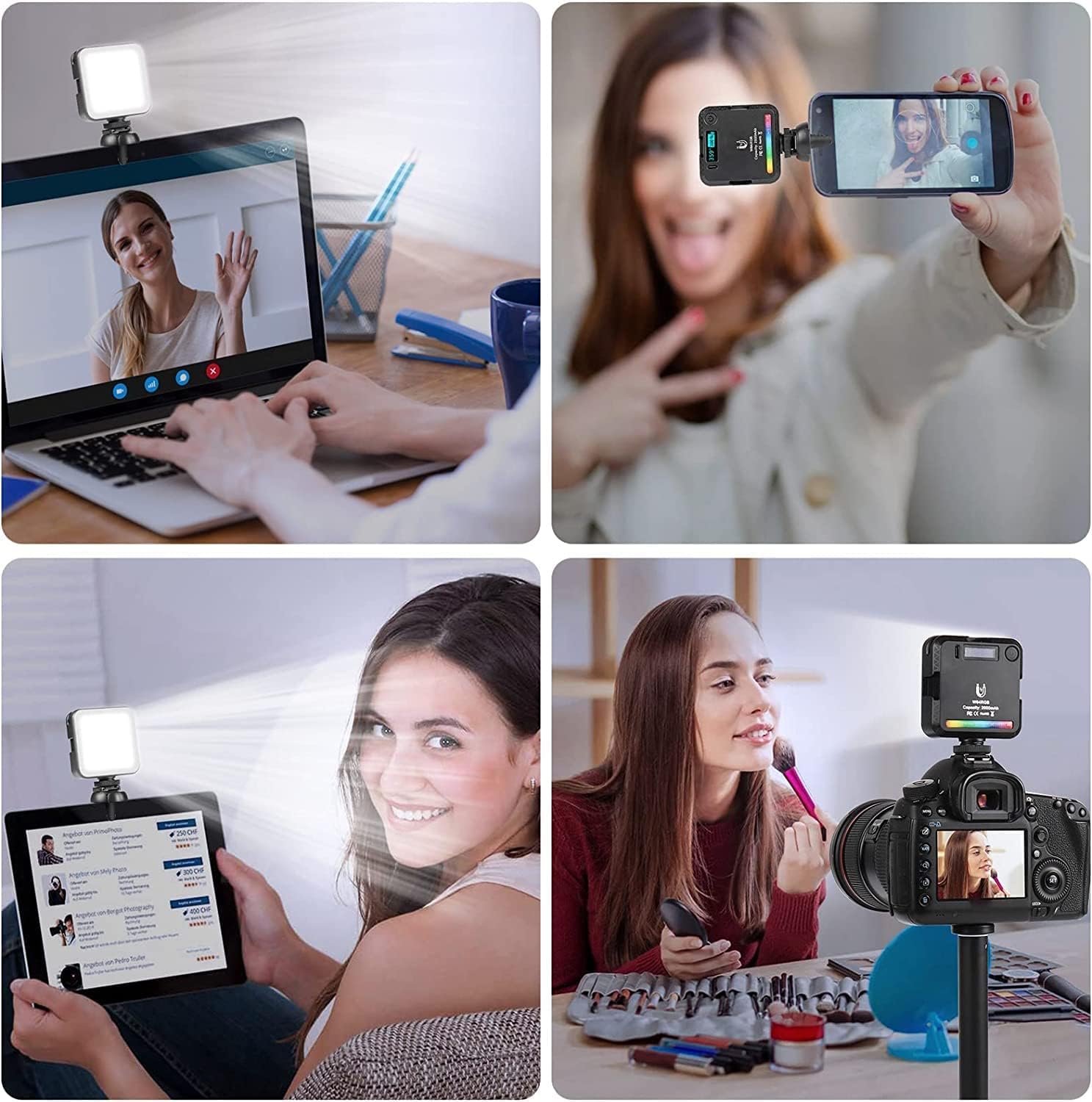 YakiterRGB Video Lights,RGB ????? ???????, LED Camera Light with 360° Full Color, 2000mAh Rechargeable Portable Photography Lighting, CRI 95+ 2500-9000K Dimmable with OLED Display & 3 Cold Shoe