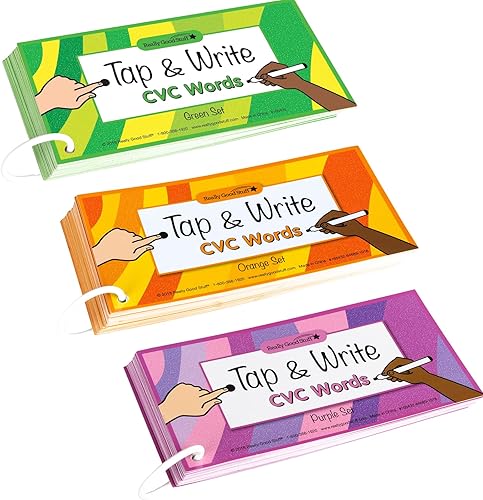 Really Good Stuff Tap and Write CVC Words - 120 tarjetas