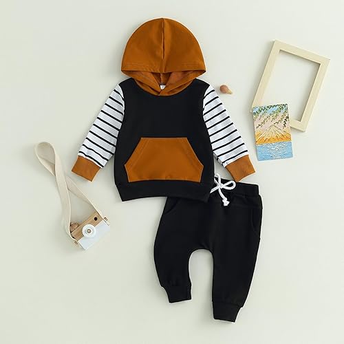 Miniatura 3 de Conjunto de sudadera de manga larga con capucha y pantalones de otoño e invierno para bebé niño