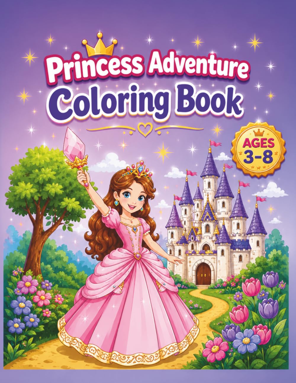 Princess Adventure Coloring Book: Fun and Easy Coloring Pages for Kids Ages 3–8 | Cute Princesses, Castles, Unicorns, Fairies & Magical Adventures