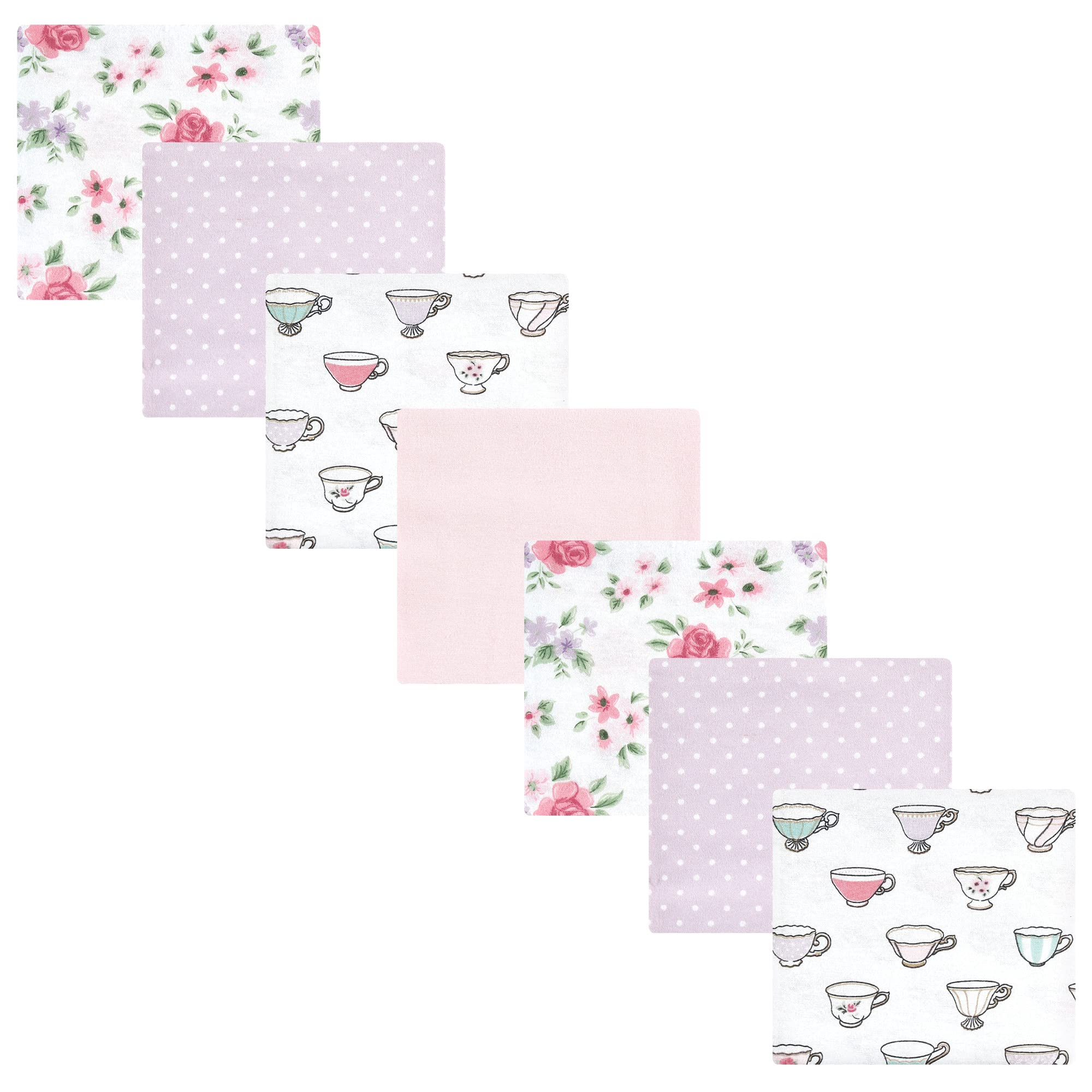 Hudson Baby Unisex Baby Cotton Flannel Receiving Blankets Bundle, Tea Party, One Size