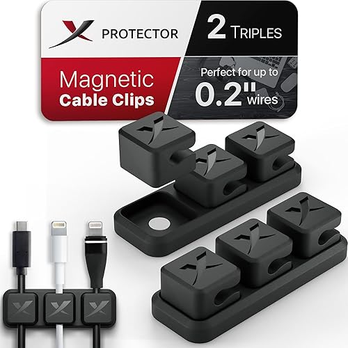 Miniatura 10 de X-Protector 3 soportes magnéticos para cables - Clips de cable premium - Soporte de cable autoadhesivo para automóvil - Organizador de cables para
