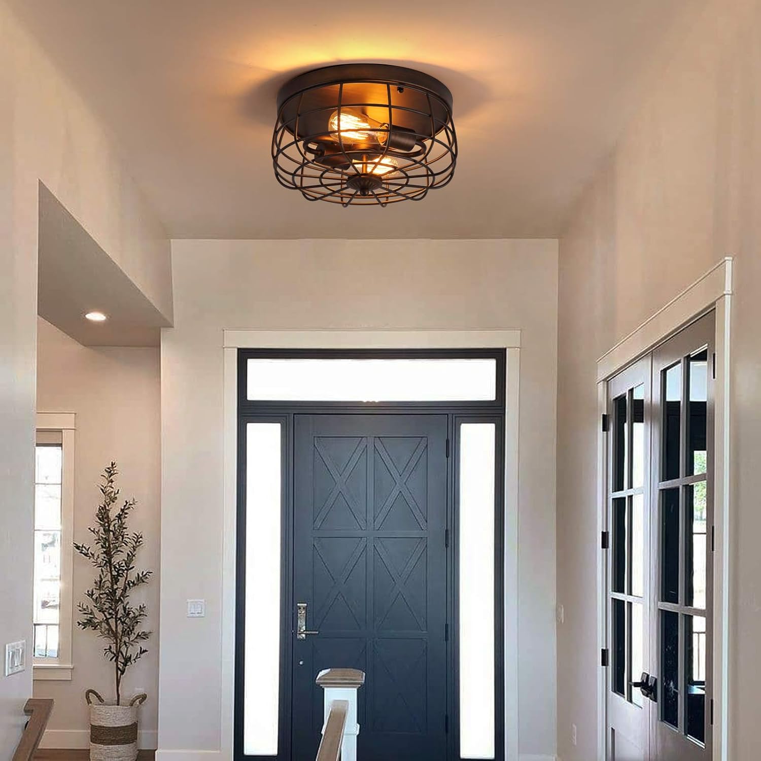 Buy Q S Farmhouse Hallway Light Fixtures Ceiling Orb Bronze Vintage Cage Mid Century Flush Mount Industrial Ceiling Light Fixture For Garage Gazebo Locker Entryway Bedroom Dining Room 2 Lights Online In Turkey B08p8h7b33