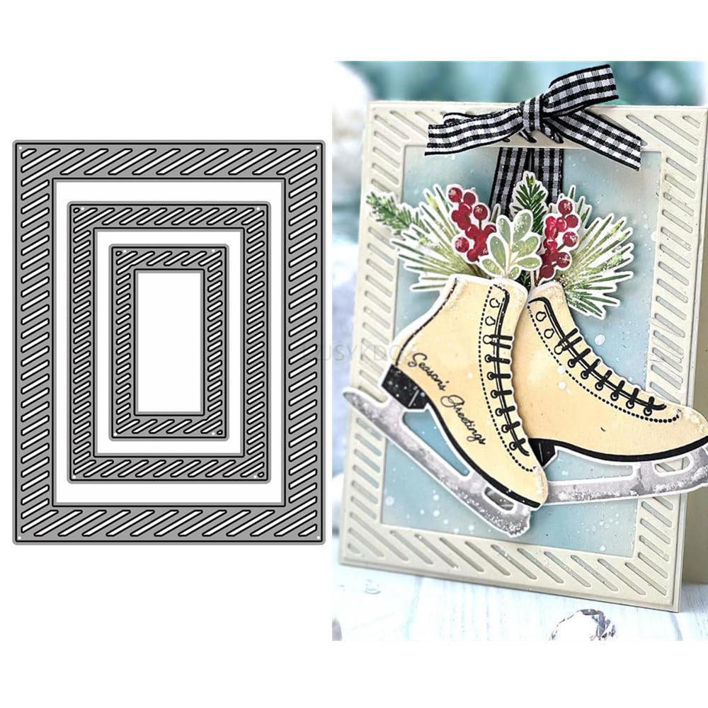 Rectangular Border Die Cuts for Card Making, Hollow Strip Metal Cutting Dies for Paper Scrapbooking, DIY Stencils for Album Party Wedding Festivals Decoration — image 1