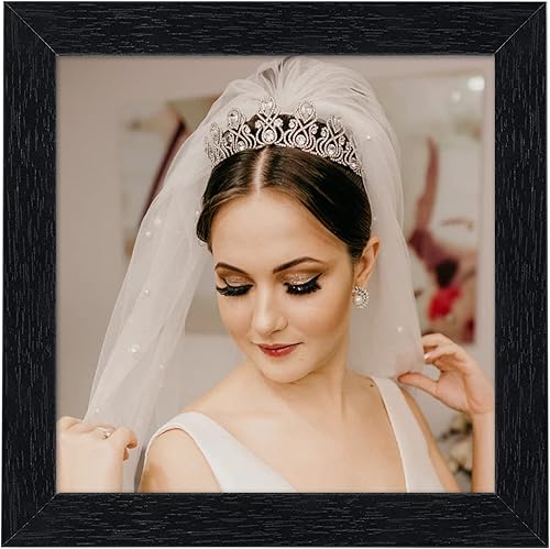 Portarretratos de madera de 4 x 4 pulgadas, marco de fotos cuadrado negro envejecido para decoración de pared y mesa