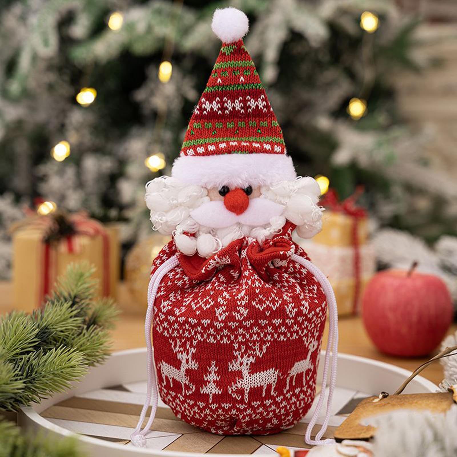 Bolsas De Navidad Con Cordón 4 Piezas Sacos De Santa Reno Muñeco De Nieve Y