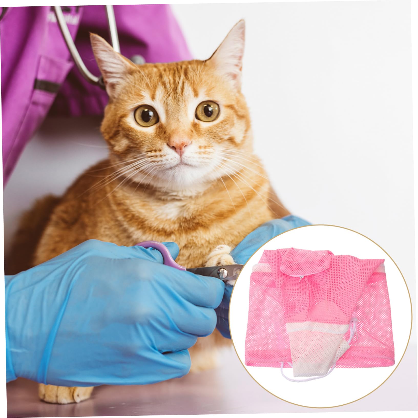Hohopeti Multi-Function Cat Restraint Bag Pet Shower Mesh Pouch for Nail Trimming Cleanings